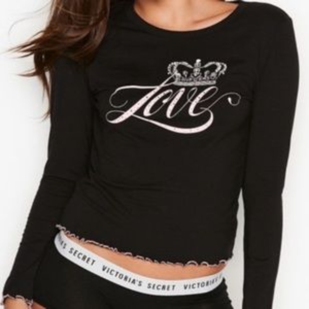 Victoria's Secret, Long sleeve LOVE Pajama top ruffle hem and sleeves.....